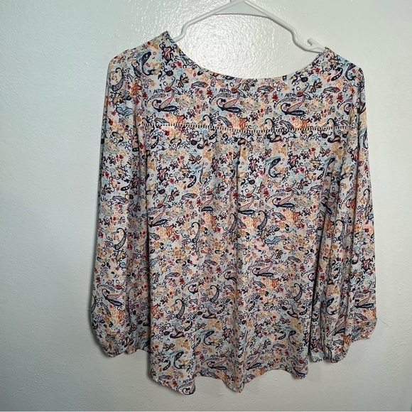 Collective Concepts Warner Lattice Detail Blouse Ivory Paisley - Picture 9 of 14